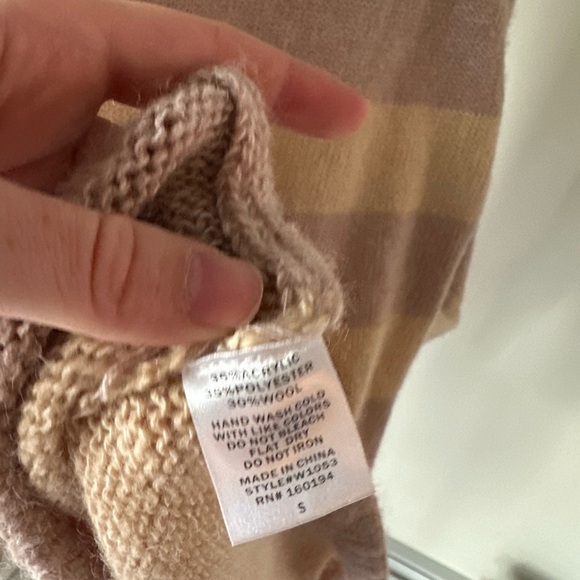 From Palmer Wool V-Neck Striped Sweater - Beige and Brown - Picture 9 of 9